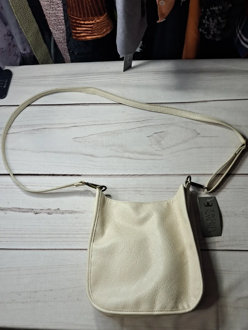 Crown Vintage Cream Crossbody Bag